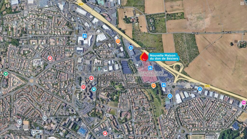 Plan rapproché sur la MDD Béziers et ses alentours